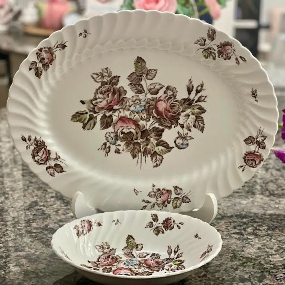 Vintage Johnson Brothers Serveware Platter and Bowl English Ironstone Dinnerware